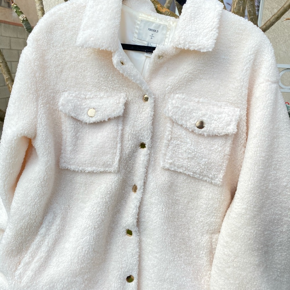 Forever 21 Faux Fur White Teddy Jacket